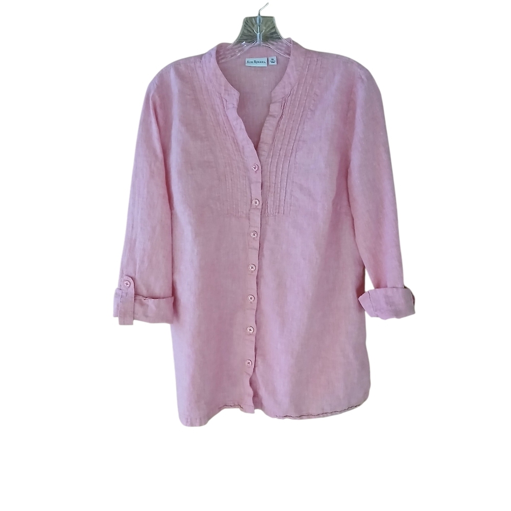Kim Rogers Light Pink Linen Button-Down Shirt